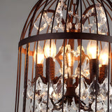 Industrial Birdcage Candle and Crystal Pendant Chandelier Image - 11