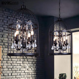 Industrial Birdcage Candle and Crystal Pendant Chandelier Image - 3