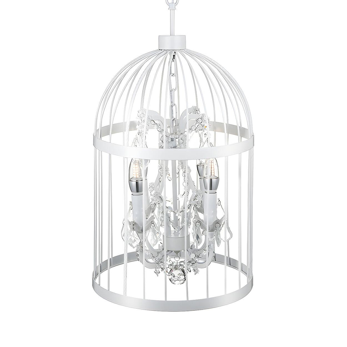 Industrial Birdcage Candle and Crystal Pendant Chandelier Image - 8