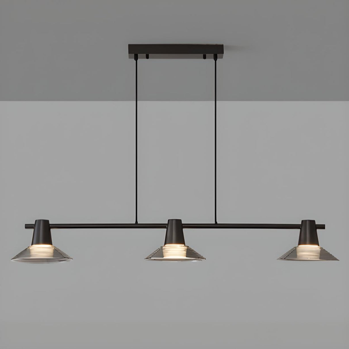 Industrial Black 3-Light Cone Island Pendant Light Image - 12