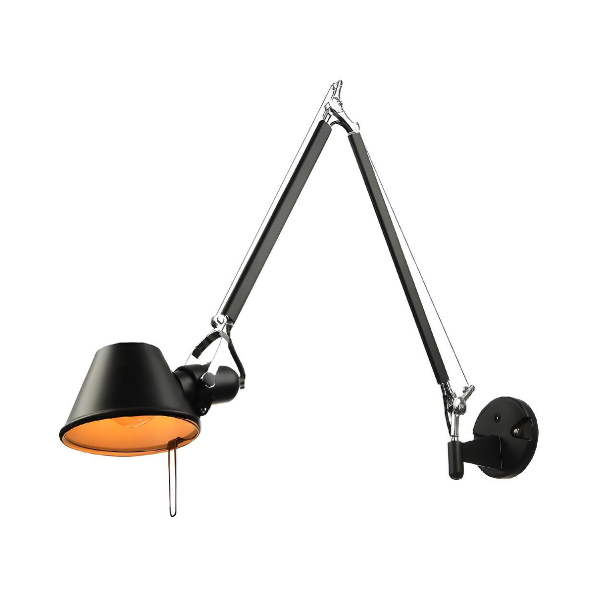 Industrial Black Adjustable Cone Swing Arm Wall Sconce Image - 3