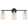 Industrial Black and Clear Glass 3 Light Vanity Light Image - 6