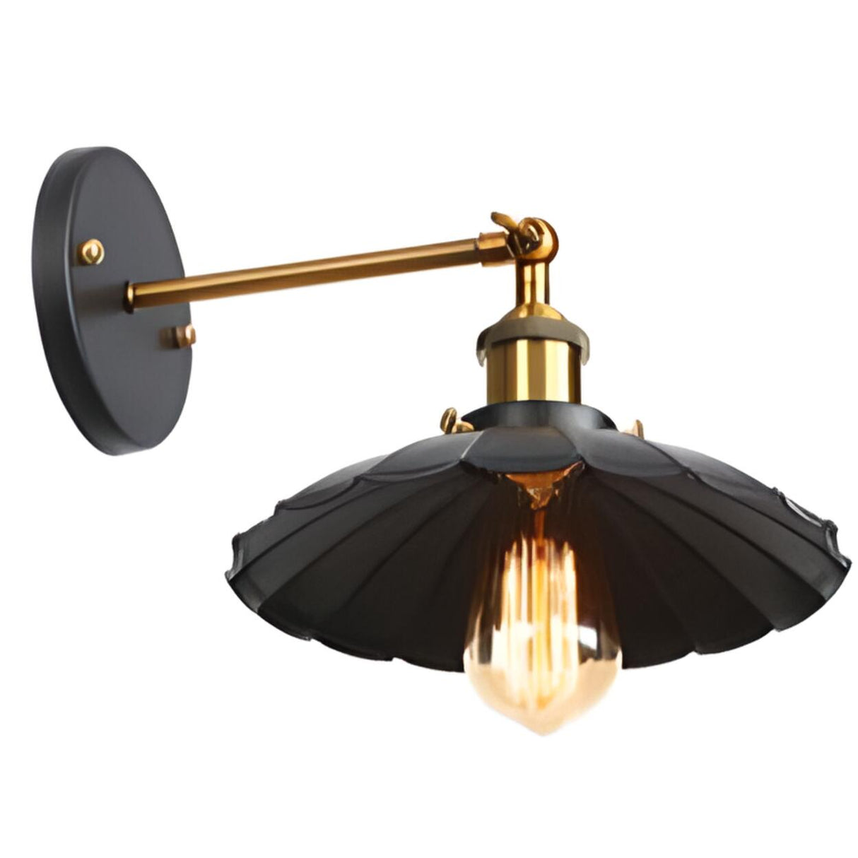 Industrial Black and Gold Cone Metal Wall Sconce Image - 14