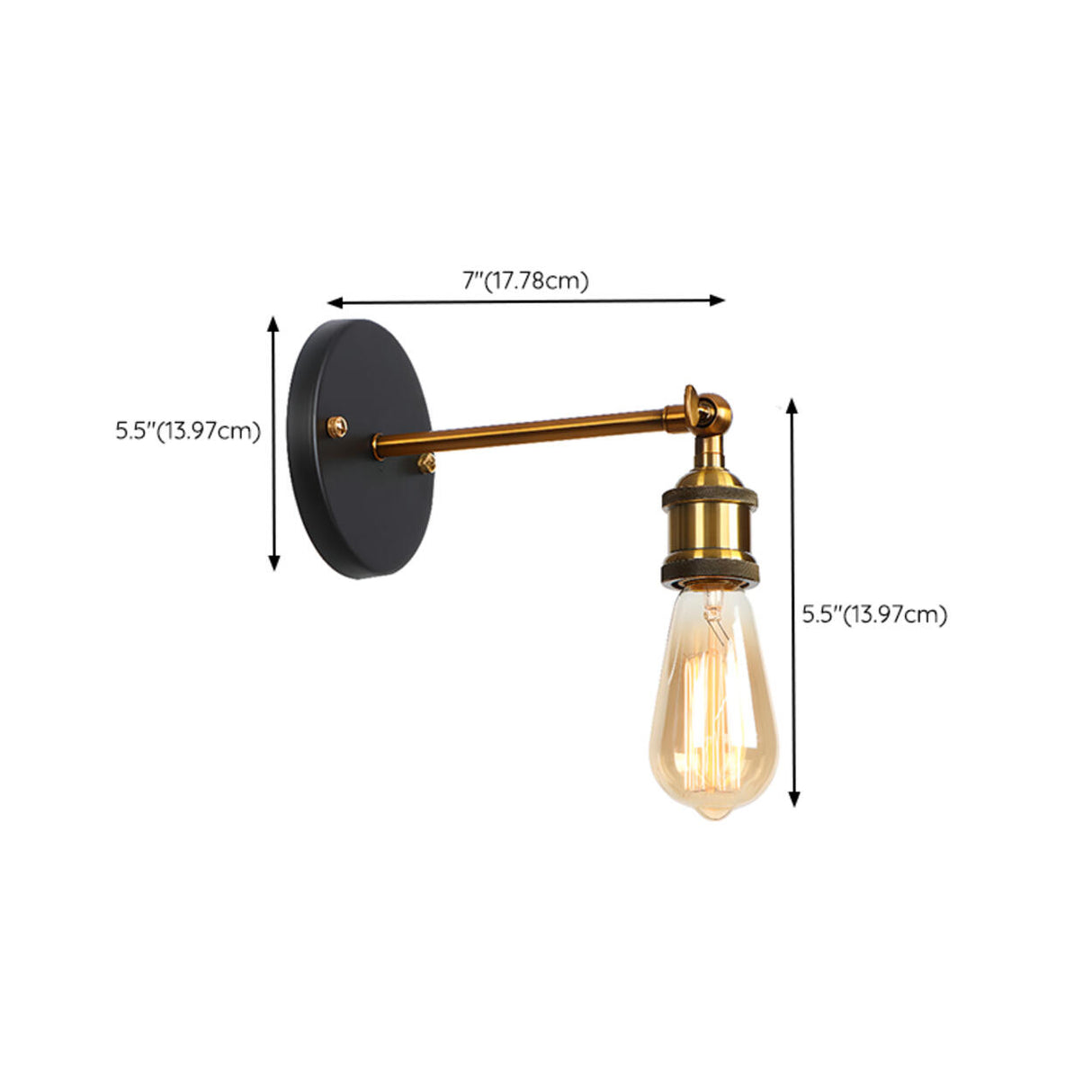 Industrial Black and Gold Cone Metal Wall Sconce 