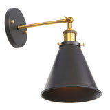 Industrial Black and Gold Cone Metal Wall Sconce Image - 8