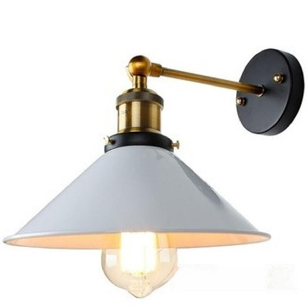 Industrial Black and Gold Cone Metal Wall Sconce Image - 9