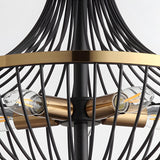 Industrial Black and Gold Metal Cage Hanging Chandelier Image - 5