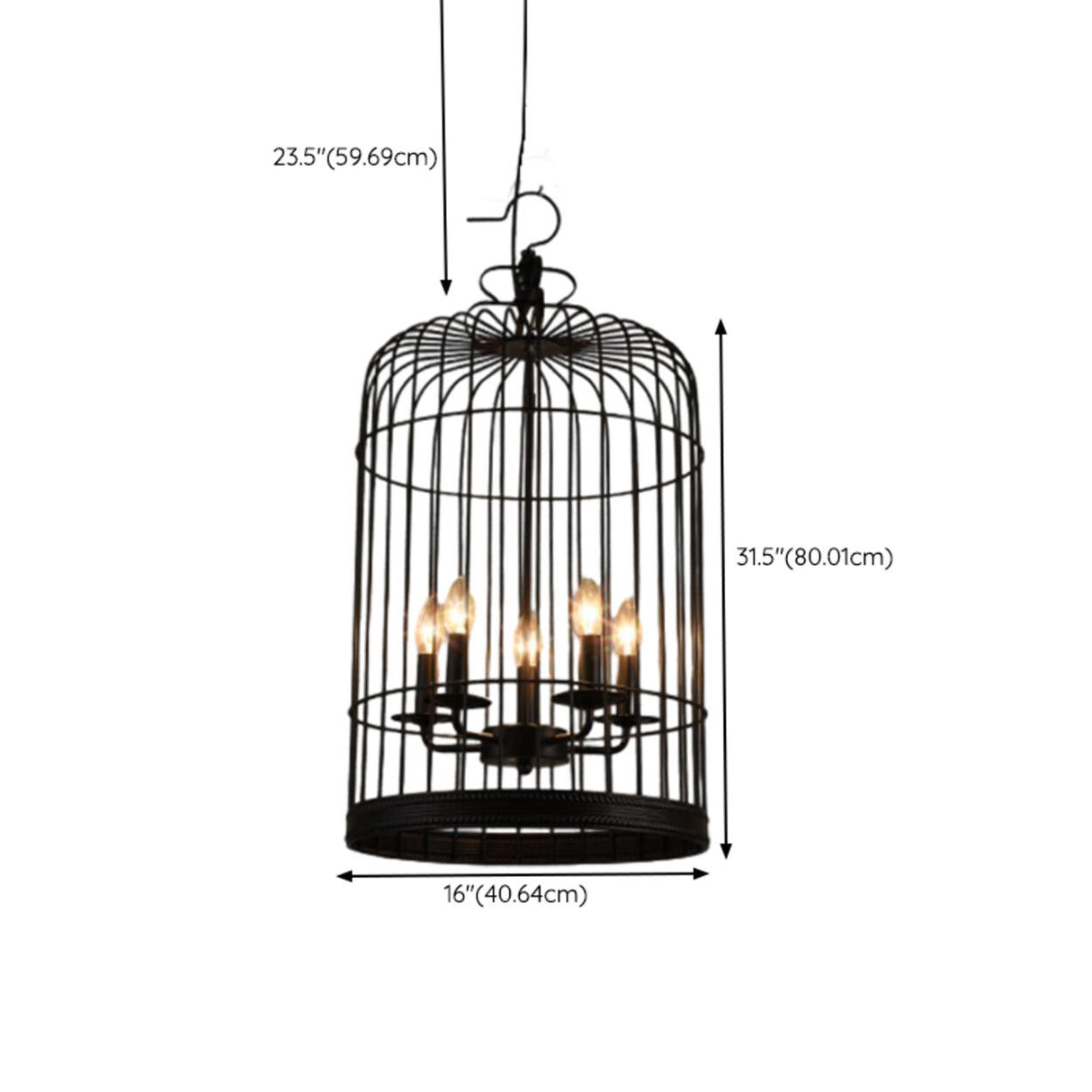 Industrial Black Birdcage Candelabra Crystal Chandelier 