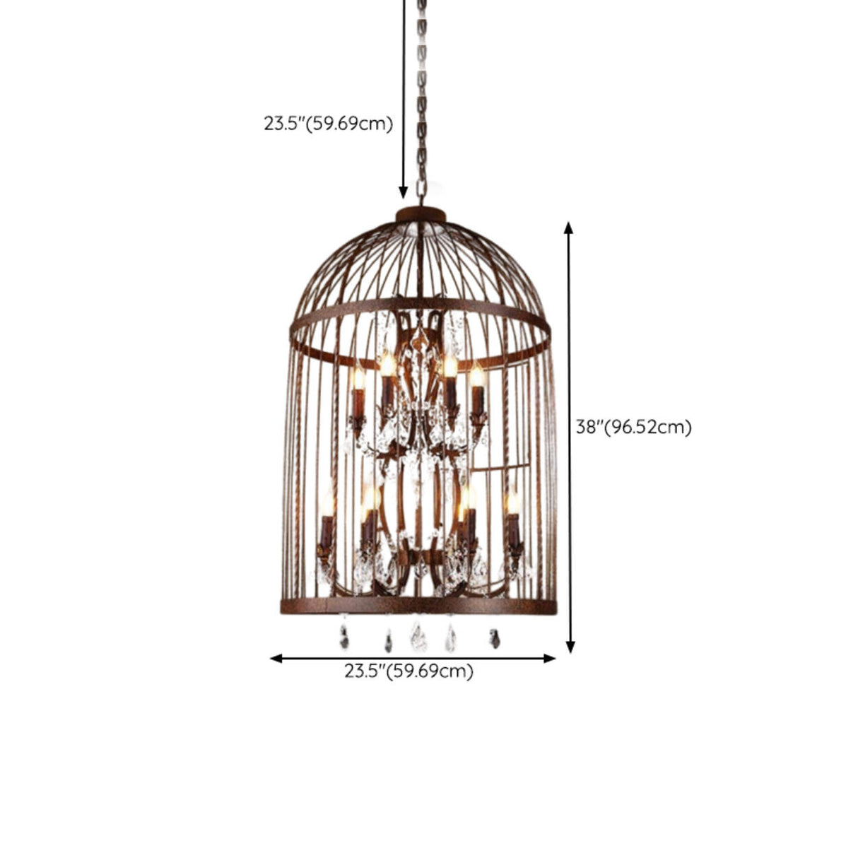 Industrial Black Birdcage Candelabra Crystal Chandelier Image - 12