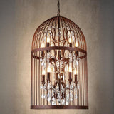 Industrial Black Birdcage Candelabra Crystal Chandelier Image - 6