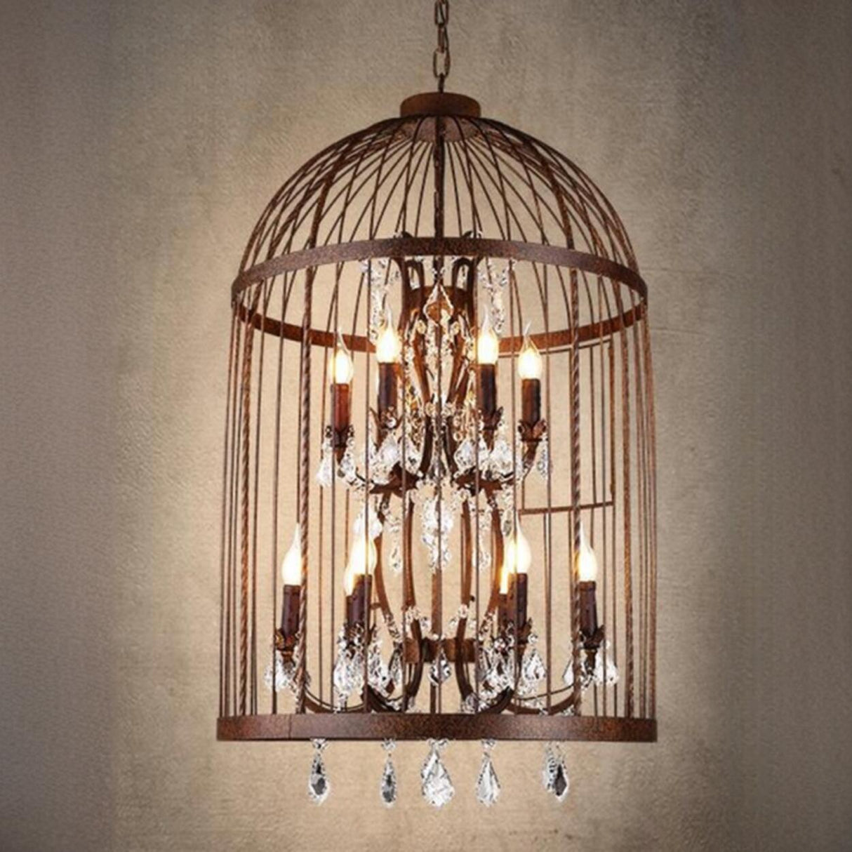 Industrial Black Birdcage Candelabra Crystal Chandelier Image - 7