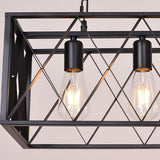 Industrial Black Cage Metal Island Hanging Light Image - 11