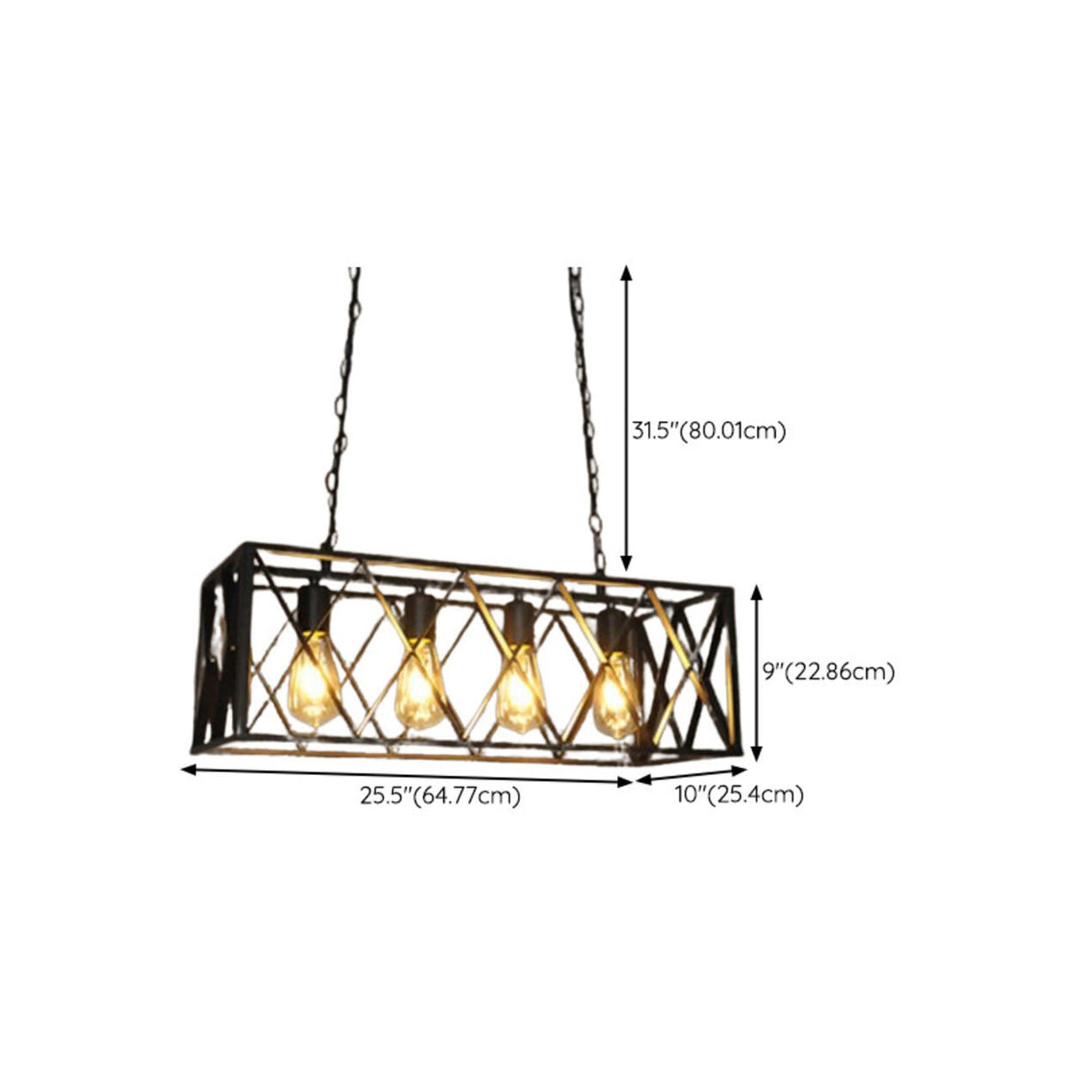 Industrial Black Cage Metal Island Hanging Light 