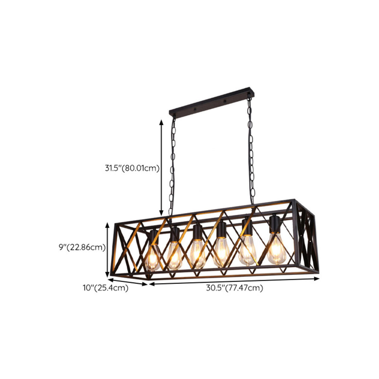 Industrial Black Cage Metal Island Hanging Light Image - 13