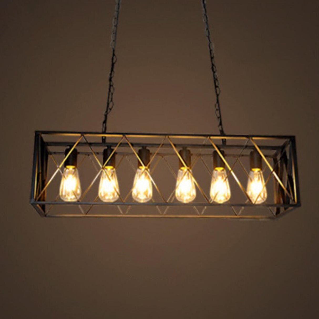 Industrial Black Cage Metal Island Hanging Light Image - 3