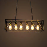 Industrial Black Cage Metal Island Hanging Light Image - 3