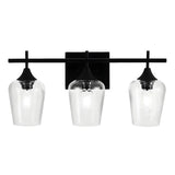 Industrial Black Clear Glass 3 Bulbs Wall Vanity Light Image - 1