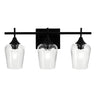 Industrial Black Clear Glass 3 Bulbs Wall Vanity Light Image - 1