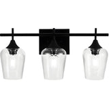 Industrial Black Clear Glass 3 Bulbs Wall Vanity Light Image - 5