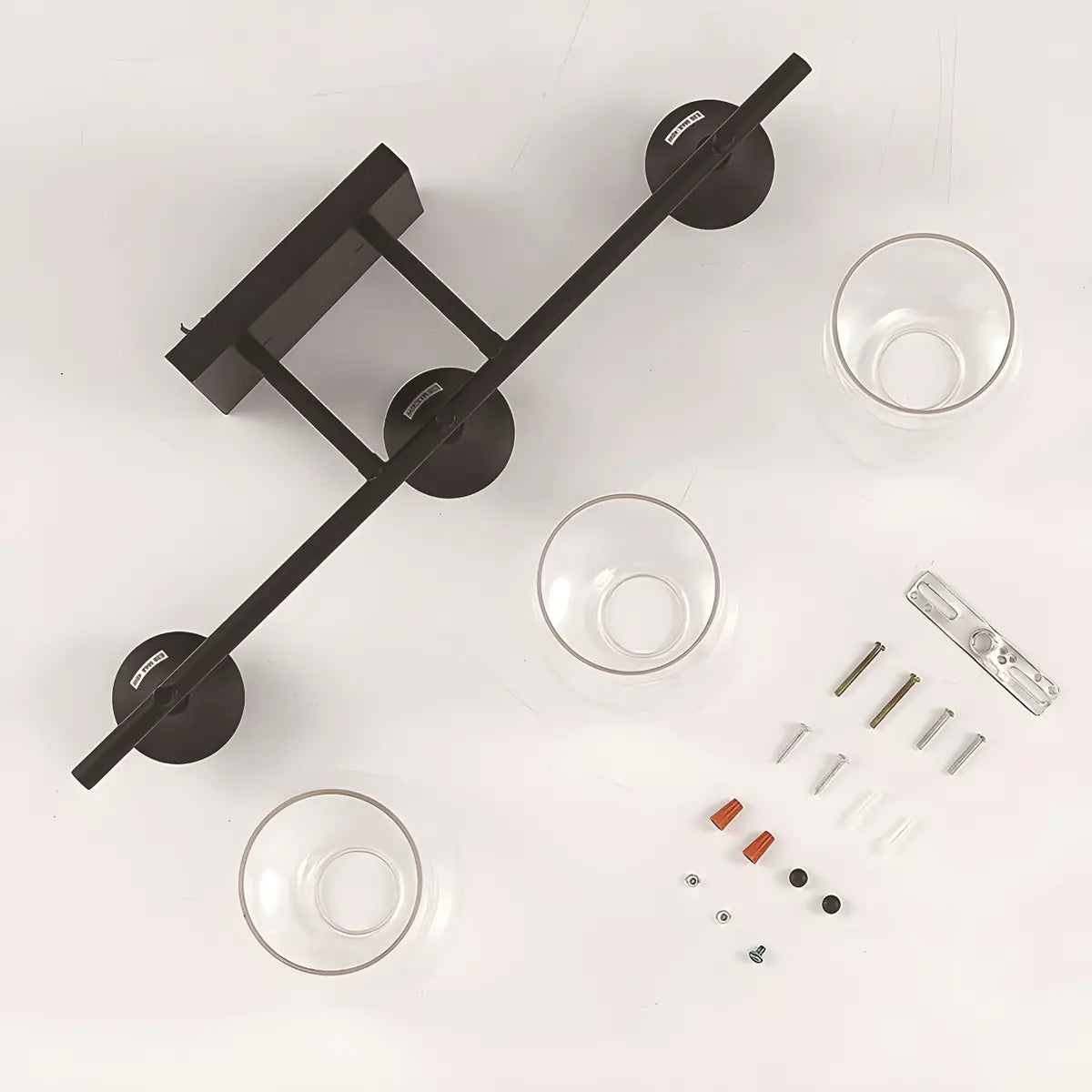 Industrial Black Clear Glass 3 Bulbs Wall Vanity Light Image - 9