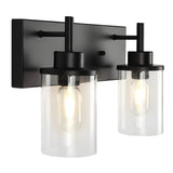 Industrial Black Clear Glass Cylinder Wall Vanity Light Image - 1