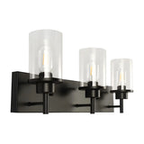 Industrial Black Clear Glass Cylinder Wall Vanity Light Image - 3