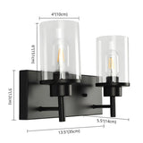 Industrial Black Clear Glass Cylinder Wall Vanity Light Image - 6