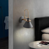 Industrial Black Cone Bedside Metal Wall Sconce Image - 1