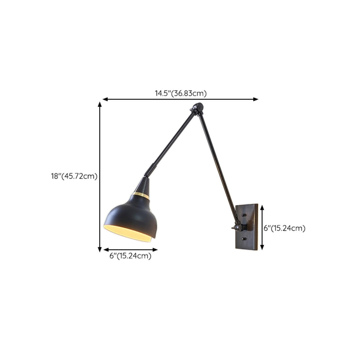 Industrial Black Cone Metal Swing Arm Wall Sconce Image - 12