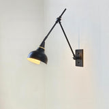 Industrial Black Cone Metal Swing Arm Wall Sconce Image - 3