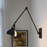 Industrial Black Cone Metal Swing Arm Wall Sconce Image - 8