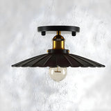 Industrial Black Conical Iron Semi-Flush Mount Light Image - 10