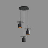 Industrial Black Cylinder Glass Disc Pendant Light Image - 12