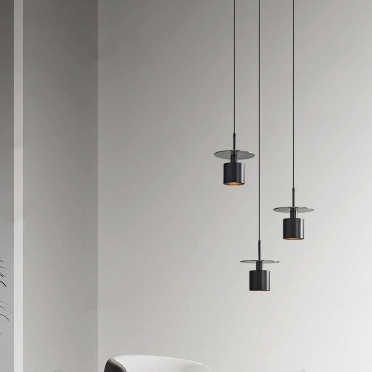 Industrial Black Cylinder Glass Disc Pendant Light Image - 20