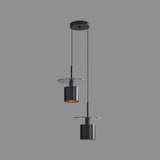 Industrial Black Cylinder Glass Disc Pendant Light Image - 6