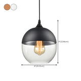 Industrial Black Cylinder Glass Pendant Light Set #size