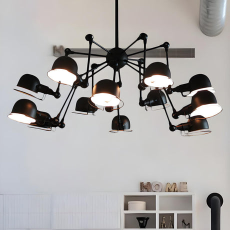 Industrial Black Dome Adjustable Multi-Arm Chandelier Image - 2