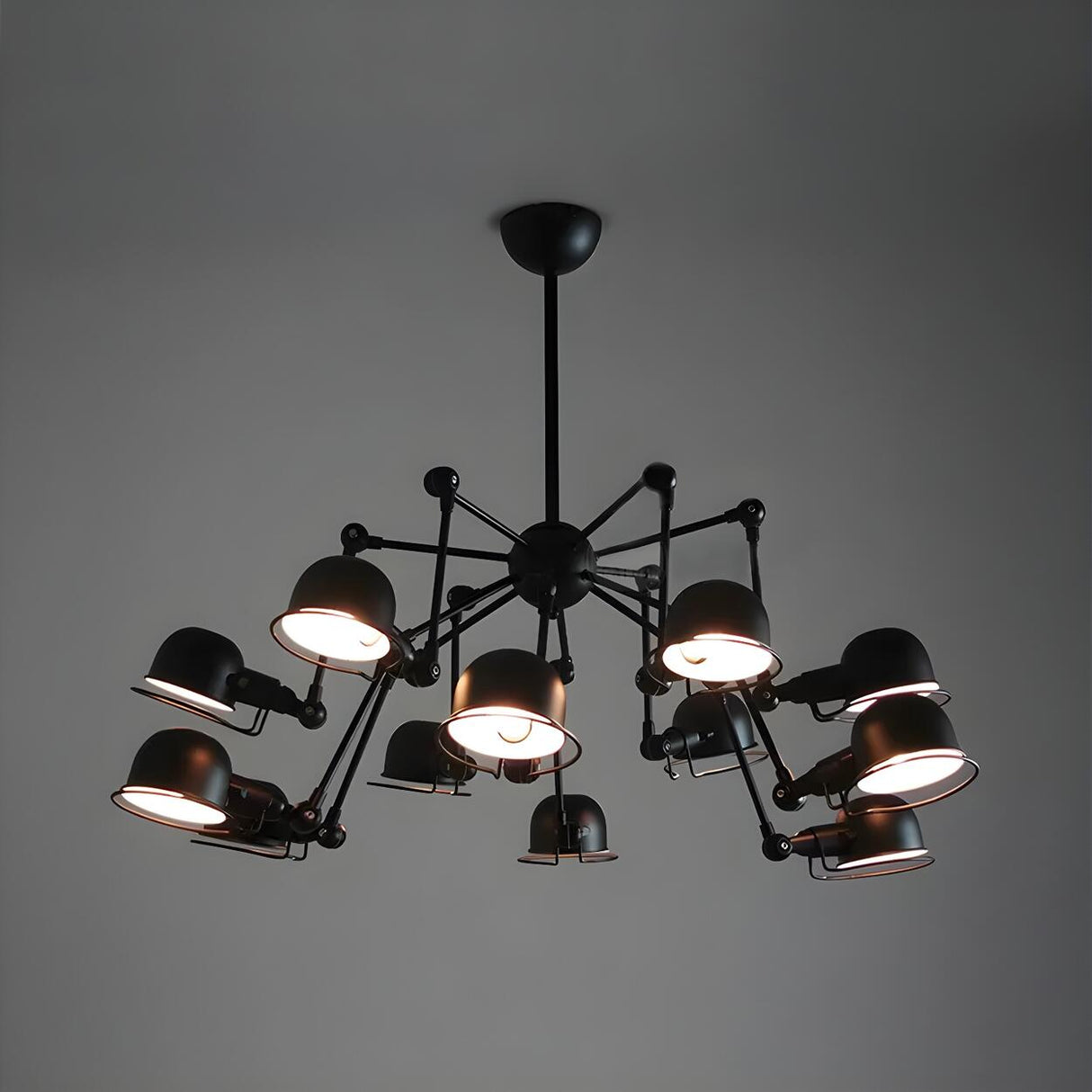 Industrial Black Dome Adjustable Multi-Arm Chandelier Image - 3