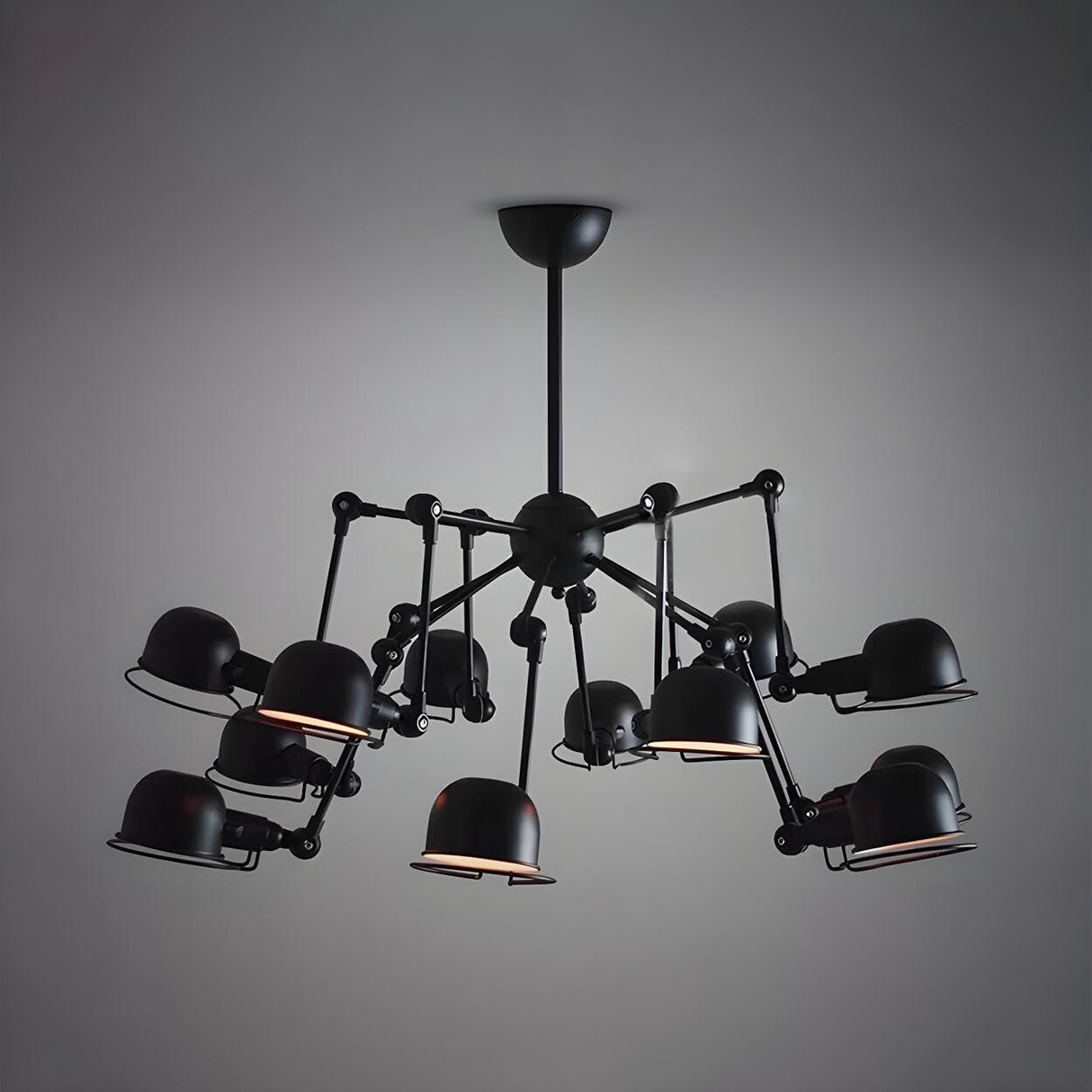 Industrial Black Dome Adjustable Multi-Arm Chandelier Image - 4