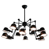 Industrial Black Dome Adjustable Multi-Arm Chandelier Image - 5