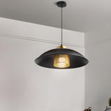 Industrial Black Dome Brass Mesh Screen Pendant Light Image - 1