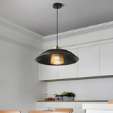 Industrial Black Dome Brass Mesh Screen Pendant Light Image - 2