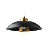 Industrial Black Dome Brass Mesh Screen Pendant Light Image - 3