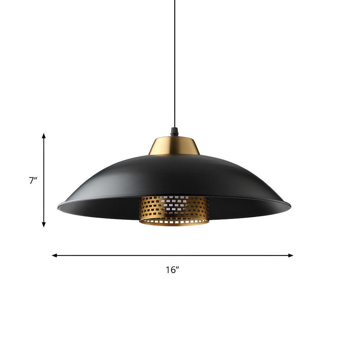 Industrial Black Dome Brass Mesh Screen Pendant Light 