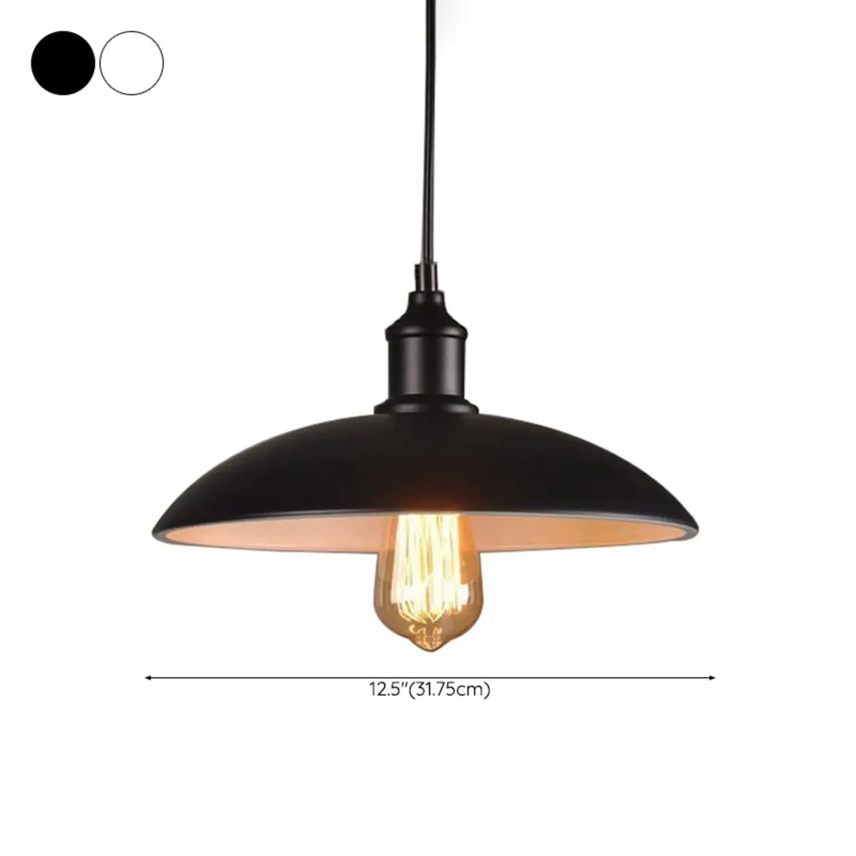 Industrial Black Dome Metal Dining Room Pendant Light 