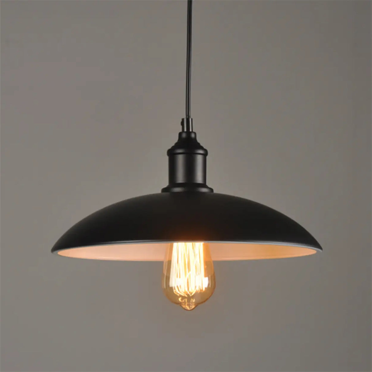 Industrial Black Dome Metal Dining Room Pendant Light Image - 6