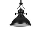 Industrial Black Dome Metal Downrods Pendant Light Image - 5