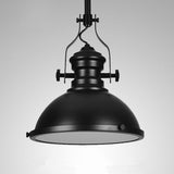 Industrial Black Dome Metal Downrods Pendant Light Image - 6