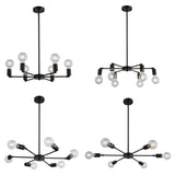 Industrial Black Exposed Bulbs Chandelier Adjustable Height Image - 7