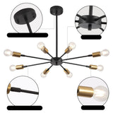 Industrial Black Exposed Bulbs Chandelier Adjustable Height Image - 8